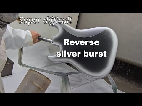 Painting a guitar with a reverse silver burst.