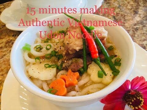 15 minutes making Authentic Vietnamese UDON Noodles (Thick Noodles)-Pork rib Udon Noodles soup