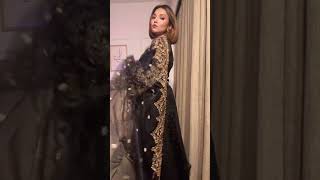 Hand Embroidered Chiffon Suit with Crushed Silk Sharara - Video 14