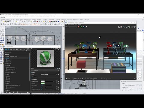 VRAY RHINO Videocourse - 11 - Materials and Channels, Diffuse, Reflection, Refraction, Metal, Glass