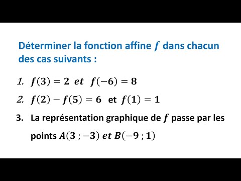 Exercice 3 : Déterminer l'expression d'une fonction affine - 3eme année du collège
