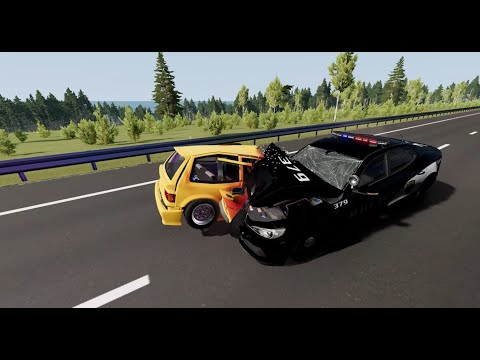 BeamNG Drive German Autobahn German Autobahn flee from the police Crashes