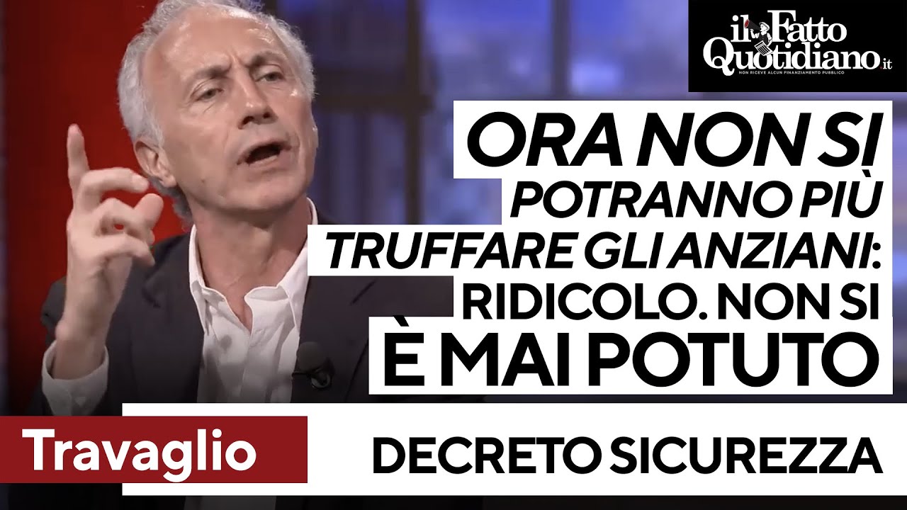 Travaglio: "Dicono che ora non si potranno truffare gli anziani, ridicolo: non si è mai potuto"