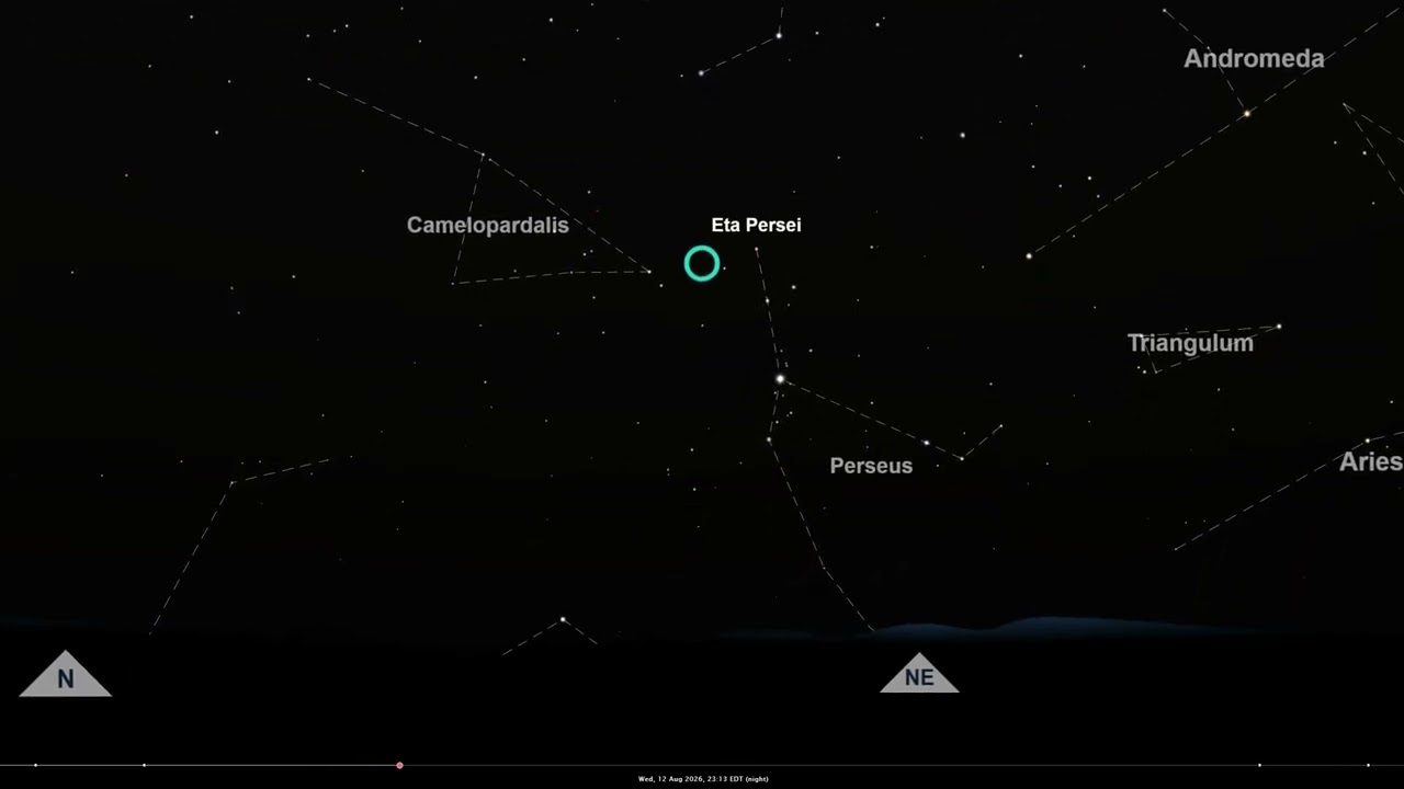 Perseid Meteor Shower Radiant, Wed 12–Thu 13 Aug, 2026, New York City