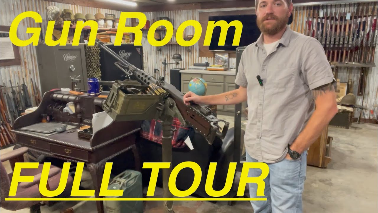 Gun Room Full Tour, The BIG ONE!!! Machine Guns, Garands, 1911’s, 1903’s, Helmets, Militaria, & More