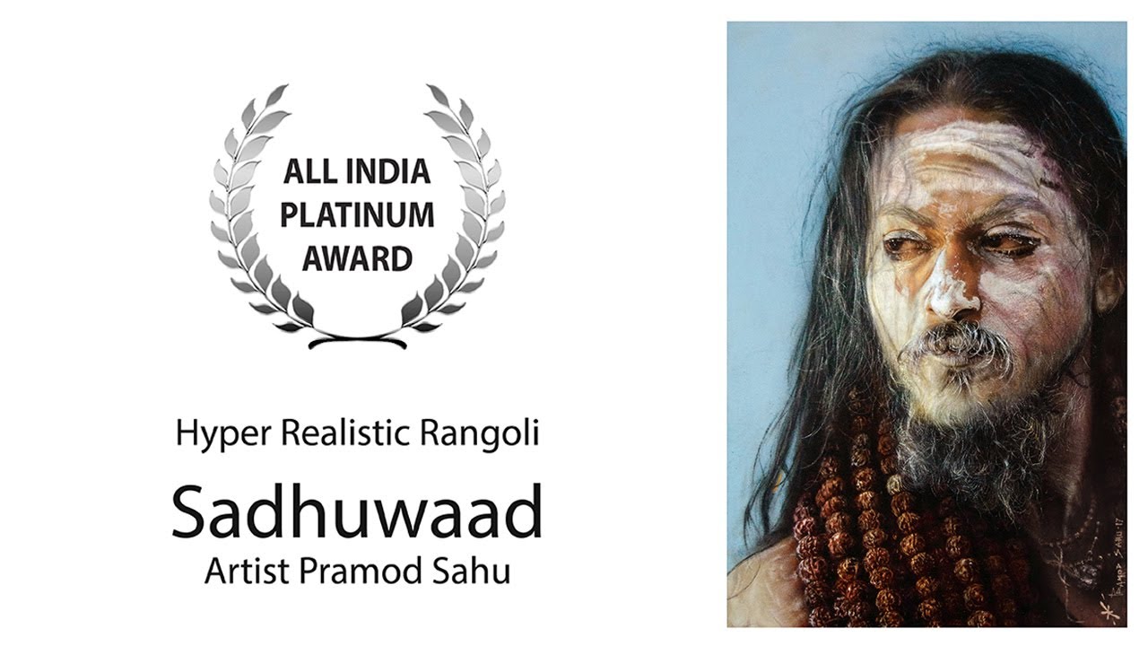 Hyper realistic portrait rangoli sadhuwaad by pramod sahu