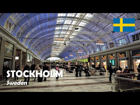 Stockholm, Sweden. Walking from central station to Sergels torg. 4K