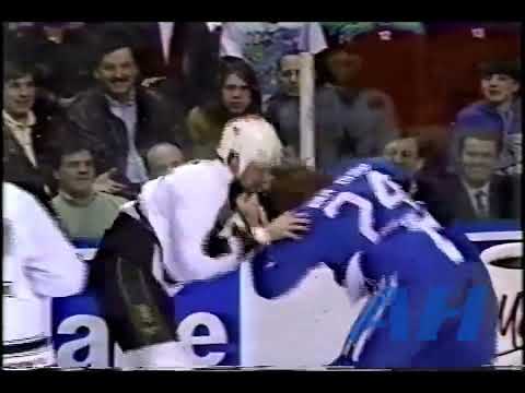 NHL Feb. 18, 1992 Wayne Van Dorp,QUE v Enrico Ciccone,MIN Quebec Nordiques Minnesota North Stars