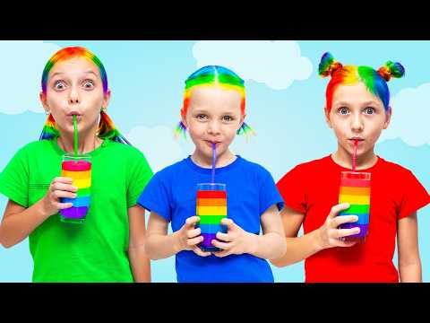 Dasha’s Rainbow Juice Stand Adventure with Colorful Hair