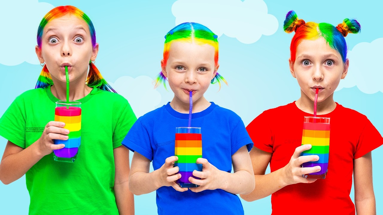 Dasha’s Rainbow Juice Stand Adventure with Colorful Hair