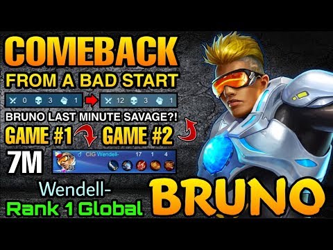 Bruno Double MVP Plays - Top 1 Global Bruno Wendell- - Mobile Legends