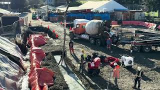 Pouring initial foundation on Salt Spring Island