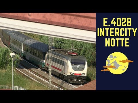 E.402B con treni Intercity Notte in corsa nei pressi di Roma