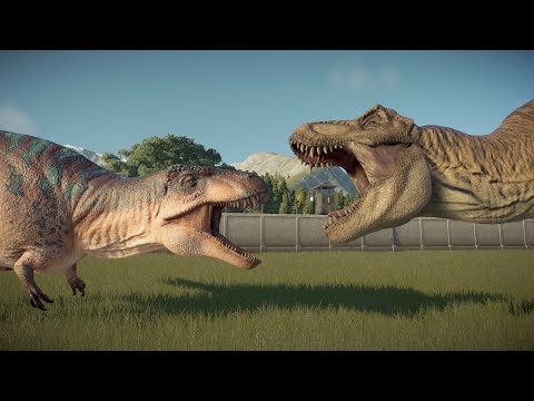 2 TYRANNOSAURUS REX VS ACROCANTHOSAURUS 🦖💥🦖Jurassic World Evolution 2 || Dinosaurs TV