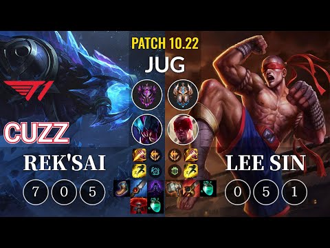 T1 Cuzz Rek'Sai vs Lee Sin Jungle - KR Patch 10.22
