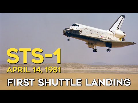 STS-1 Landing at Edwards - Cockpit Views, Ambient Audio, Real-time, First Shuttle, NASA, 1981, TV