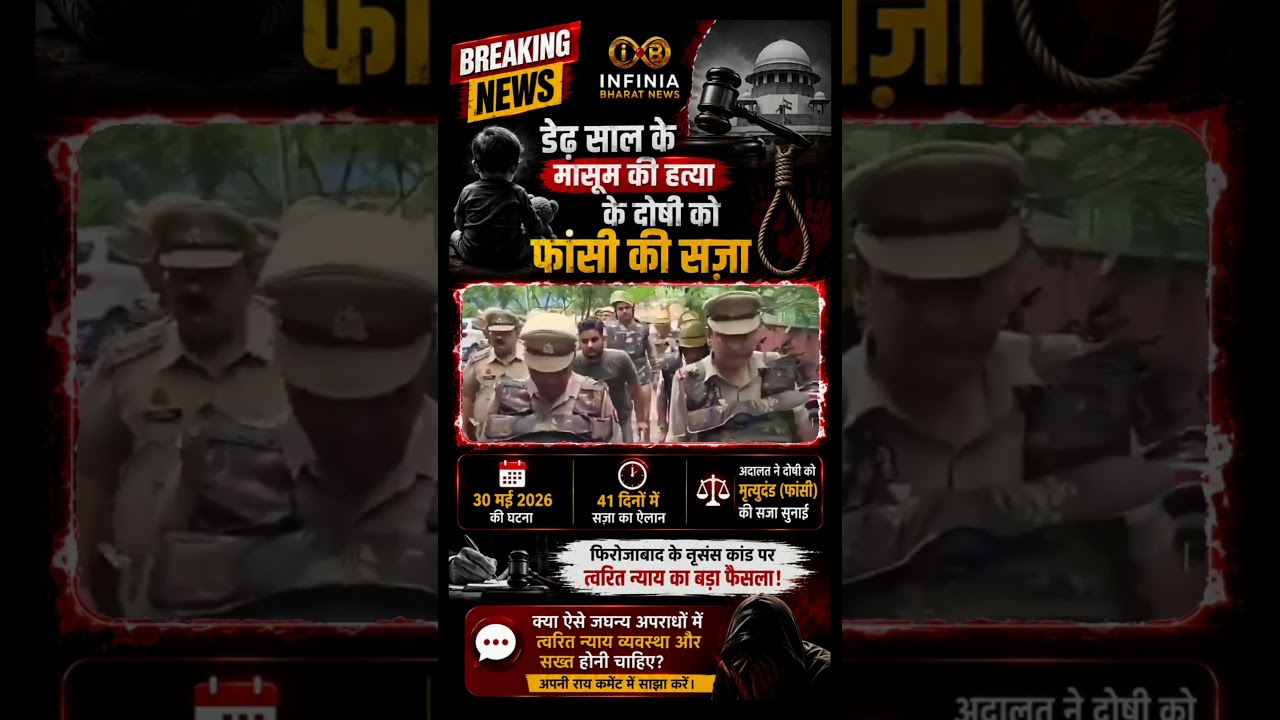 डेढ़ साल के मासूम के हत्यारे को फांसी! 41 दिन में आया फैसला | Firozabad News