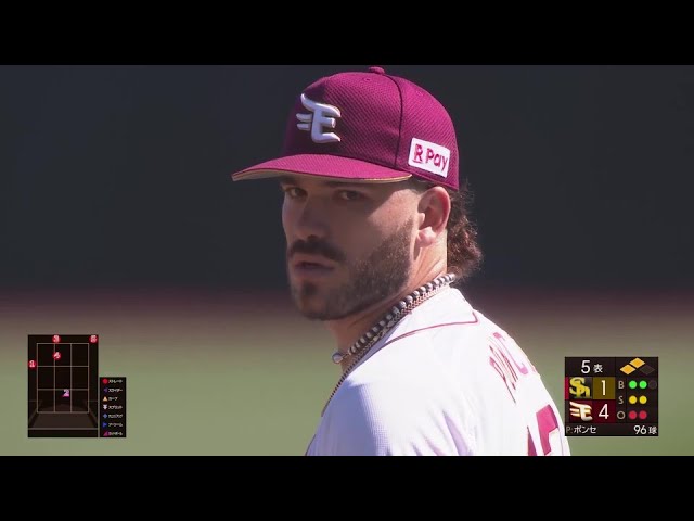 【5回表】イーグルス・ポンセ 強力打線から9個の三振を奪う好投を見せる!!  2024年5月14日 東北楽天ゴールデンイーグルス 対 福岡ソフトバンクホークス