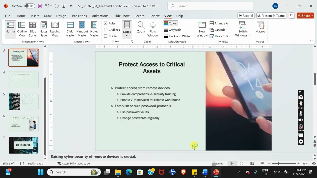 Shelly Cashman PowerPoint 365 | Module 8: SAM Project A Cyber Security Checklist for McBride Resourc