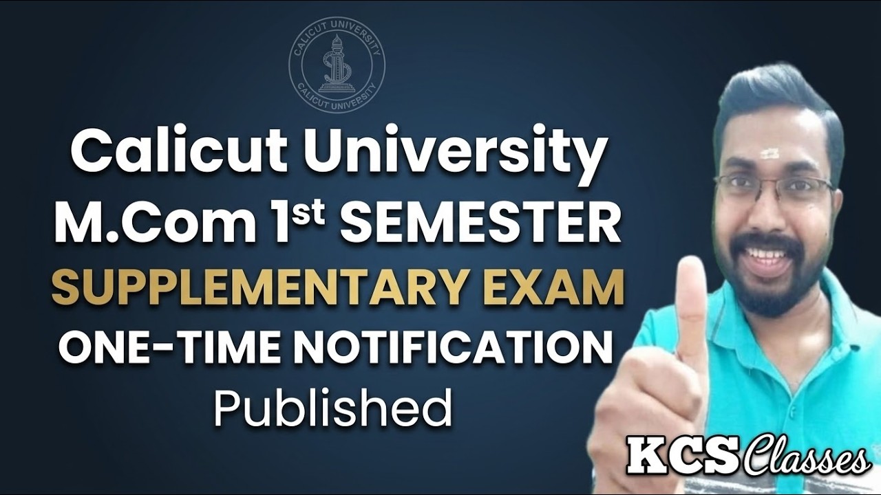 M.com 1st Semester One Time Supplementary Exam Date Published 🔥 Calicut University 
