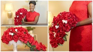 DIY: Rose Bridal Cascading Bouquet | Wedding | Waterfall | Teardrop Bouquet || Chanelle Novosey