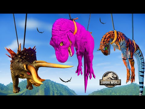 Tyrannosaurus Colour Pack vs Ultimasaurus vs Spinosaurus vs Indoraptor and Other Dinosaurs Fighting