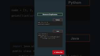 Remove Duplication in python and java #reels #coding #viral #css #programmings #javascript #python