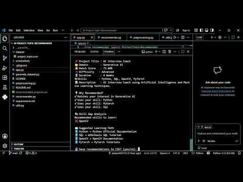 Task Demo - DAS001776 - Project Topic Recommender | AI Project Recommendation System