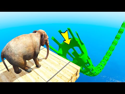 O elefante louco pula no tubo verde! Crazy Elephant Jumps Inside Green a Pipe - GTA 5 Mods