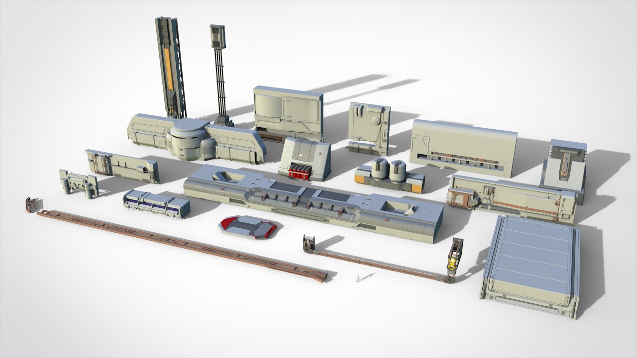 Sci-fi architecture kitbash 22 3D Model