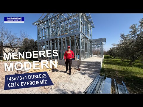  Menderes Oğlananasın'da 143m2 3+1 Dubleks Modern Çelik Ev Projelerimiz| Alsancak Prefabrik&ÇelikYapı