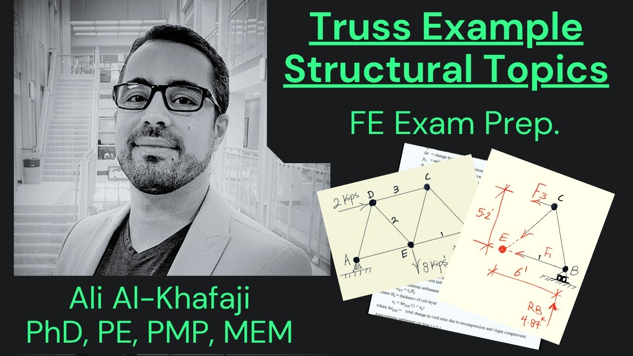 FE Exam Prep. - Truss Example (Section Method) - Structural Engineering