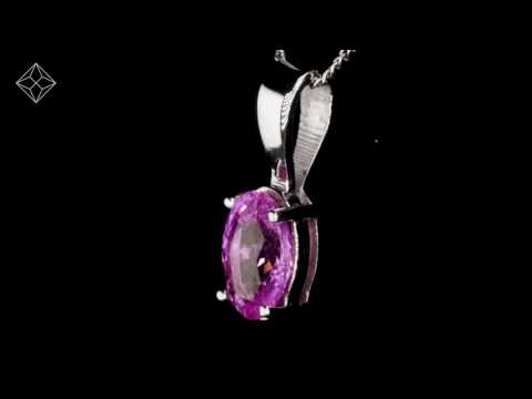 Pink Sapphire 7 x 5mm 18K White Gold Pendant - FER24 RUY