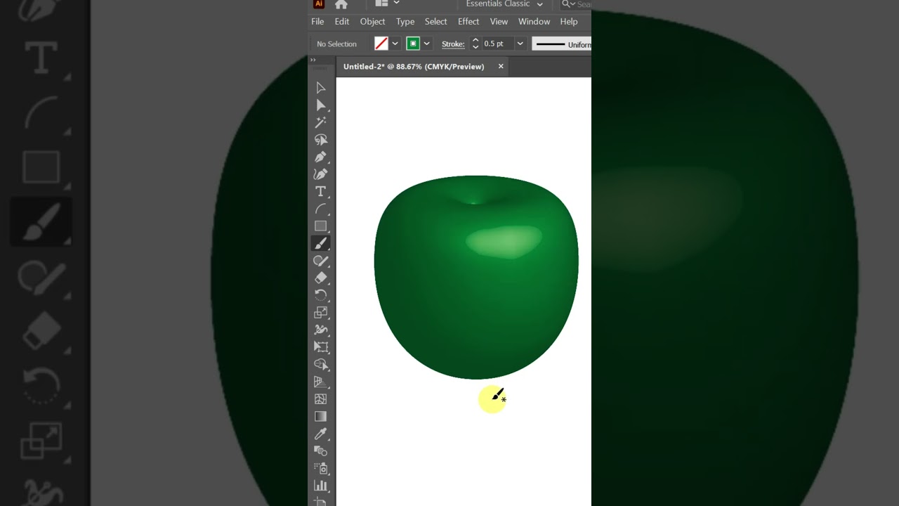 Green Apple Vector Art in Illustrator 🍏 | Easy Gradient Tutorial #adobeillustrator #illustratortips