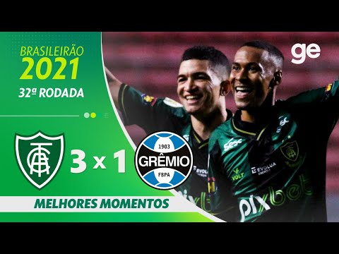 Gols e lances de América-MG x Grêmio