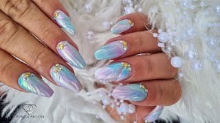 Texture mermaid nails 🧜‍♀️. Ombre nail art with chrome, sea shell nail art. 