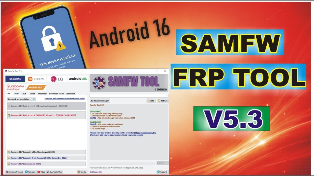 SamFW FRP Tool 5.3 Update | Samsung FRP Tool 5.3 Android 16 Download