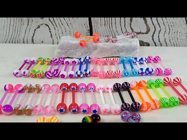 Vídeo relacionado con Tongue Nipple Piercing Barbells - 20pk 14ga UV Glow - Bioflex No Duplicates by BodyJewelryOnline