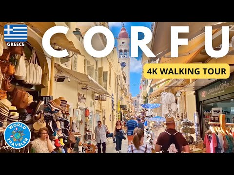 CORFU, Greece: Old Town Walking Tour - 4K UHD - June 2023