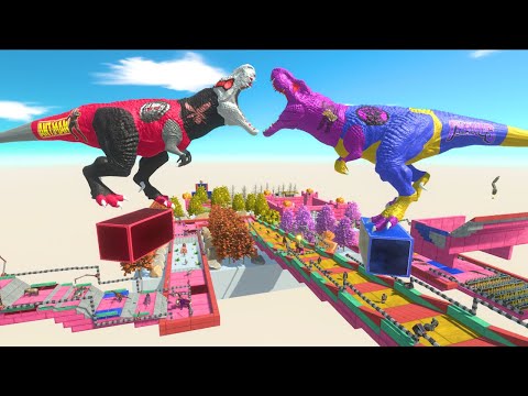 Antman T-rex Dinosaur Rescue🚑Challenge Trap Death Run🦖-Animal Revolt Battle Simulator