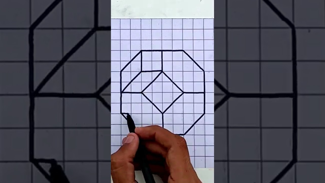 3D Drawing on Graph Paper #shorts #graphpaper #3ddrawing