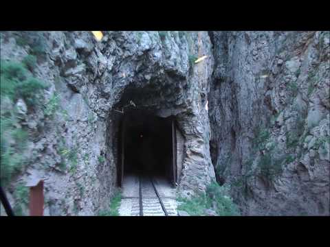 Spectacular cab ride through Vouraikos gorge. Diakopto-Kalavrita rack-railway.