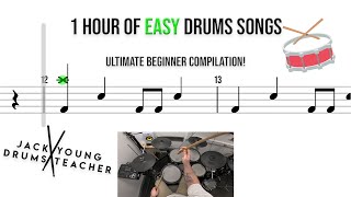 ๐ฅ 1 Hour of Easy Drums Songs โ Ultimate Beginner Compilation! ๐ฅ 1 Hour of Easy Drums Songs โ Ultimate Beginner Compilation!