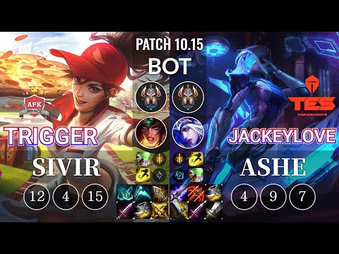 APK Trigger Sivir vs TES JackeyLove Ashe Bot - KR Patch 10.15