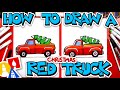 How To Draw A Red Christmas Truck With Tree