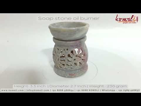 Grey hand carved soapstone oil burners, for flower vase, 5 m...