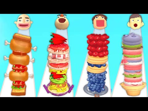 Sandwich Runner, Noodle Run, Pancake Run, Ice Cream Run - Quadruple Gameplay All Levels Mod APK