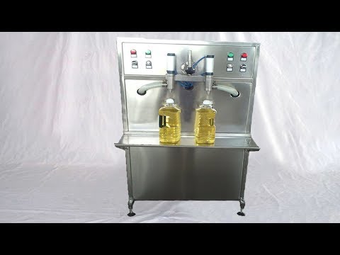 semi automatic dual head oil filling MC liquid equal level filler equip two nozzles 半自動酒水灌裝機