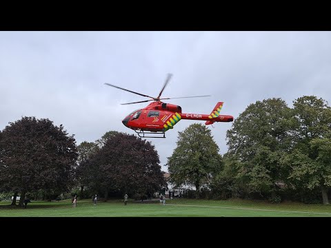 London Air Ambulance Taking Off From Jubilee Park, Edmonton.
