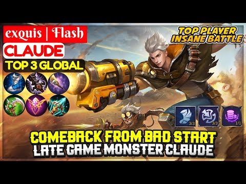 Late Game Monster Claude [ Top Global Claude ] exquis | Flash - Mobile Legends